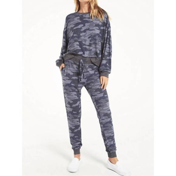 NEW Z SUPPLY nina camo marled jogger in onyx - Picture 1 of 3